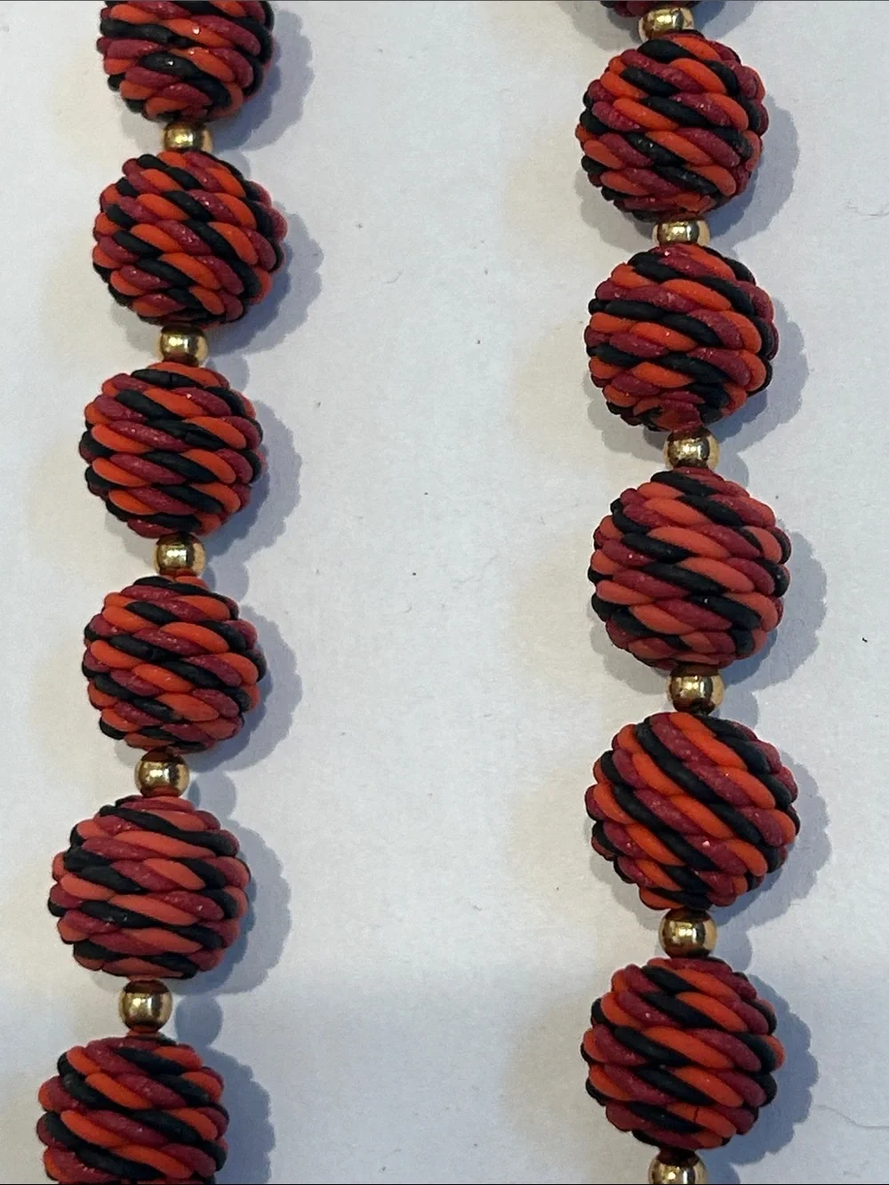 Handcrafted vintage Red Twisted weave layering Bead Necklace Women glow Jewelry